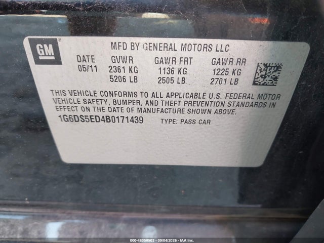 Aukcja sprzedaży 2011 Cadillac Cts Premium, vin: 1G6DS5ED4B0171439, numer aukcji: 46050503