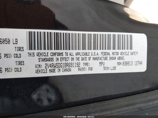 Продажа на аукционе авто 2011 Volkswagen Routan Sel W/navigation, vin: 2V4RW5DG1BR691192, номер лота: 46050606