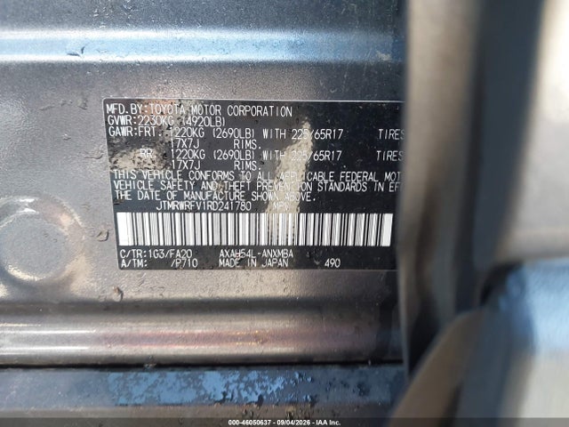 Aukcja sprzedaży 2024 Toyota Rav4 Hybrid Xle, vin: JTMRWRFV1RD241780, numer aukcji: 46050637