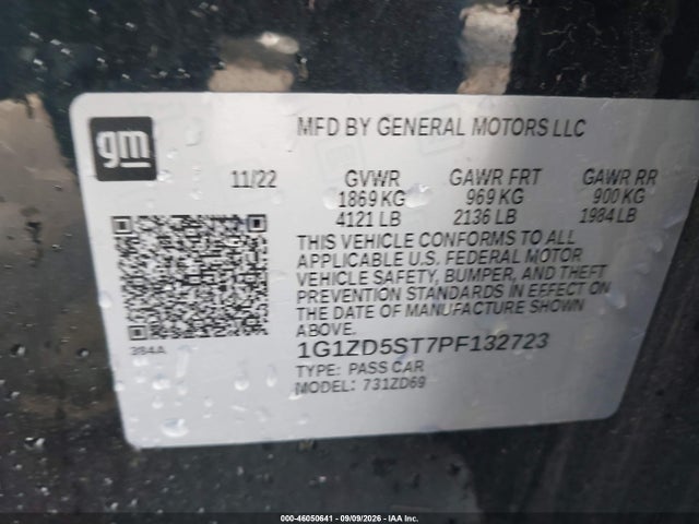 2023 Chevrolet Malibu Fwd 1lt მანქანა იყიდება აუქციონზე, vin: 1G1ZD5ST7PF132723, აუქციონის ნომერი: 46050641
