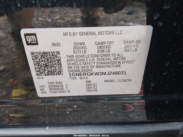 Продаж на аукціоні авто 2021 Chevrolet Traverse Fwd Lt Cloth, vin: 1GNERGKW3MJ248031, номер лоту: 46050644