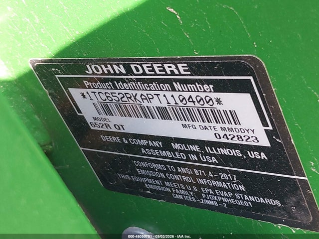 46050701 :رقم المزاد ، 1TC652RKAPT110400 vin ، 2023 John Deere Mower مزاد بيع