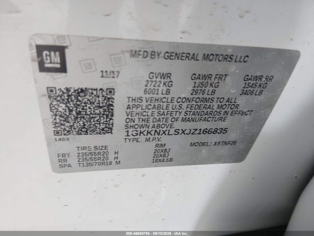 2018 Gmc Acadia Denali მანქანა იყიდება აუქციონზე, vin: 1GKKNXLSXJZ166835, აუქციონის ნომერი: 46050705
