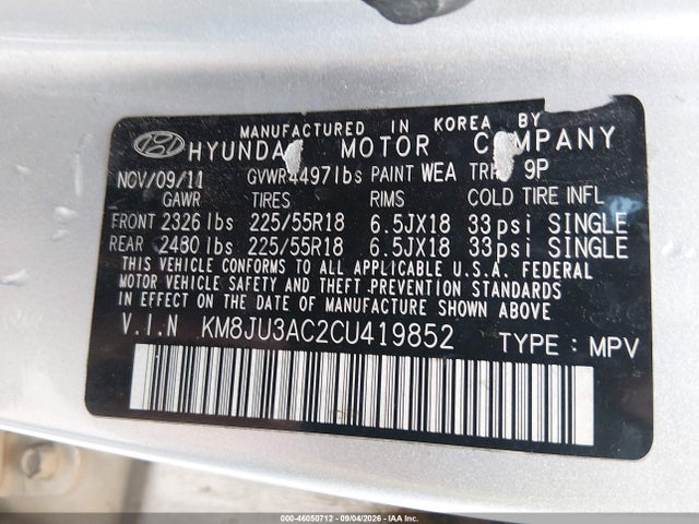 Продаж на аукціоні авто 2012 Hyundai Tucson Limited, vin: KM8JU3AC2CU419852, номер лоту: 46050712