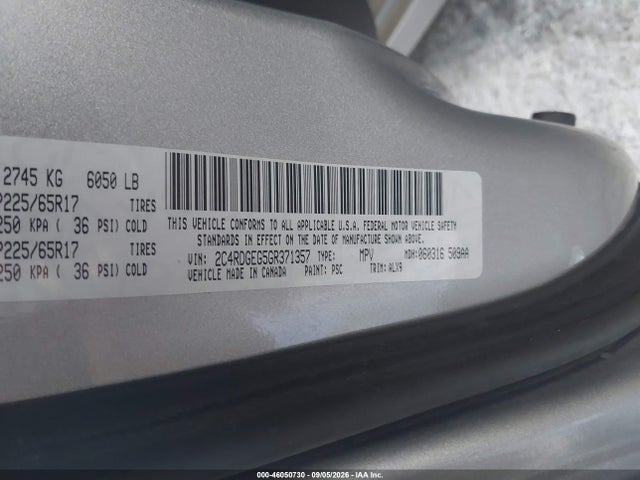 46050730 :رقم المزاد ، 2C4RDGEG5GR371357 vin ، 2016 Dodge Grand Caravan R/t مزاد بيع