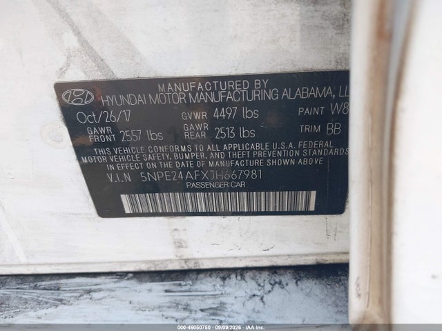 Aukcja sprzedaży 2018 Hyundai Sonata Se, vin: 5NPE24AFXJH667981, numer aukcji: 46050750