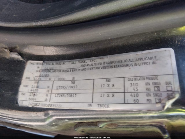 Aukcja sprzedaży 2005 Gmc Sierra 2500hd Sle, vin: 1GTHK23U05F853221, numer aukcji: 46050759
