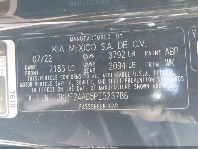 Продаж на аукціоні авто 2023 Kia Forte Lxs, vin: 3KPF24AD5PE523786, номер лоту: 46050766