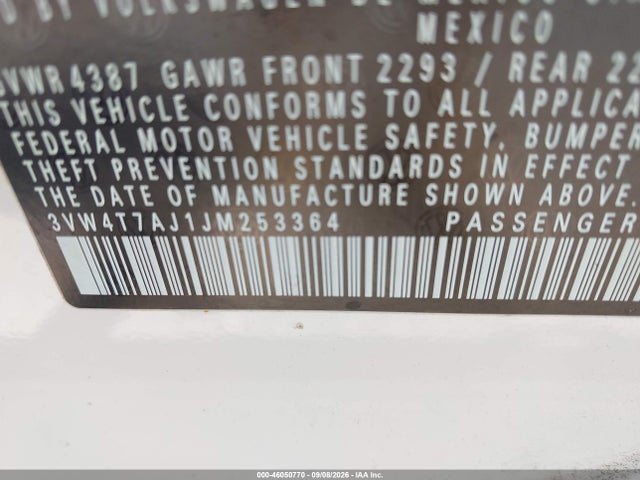 46050770 :رقم المزاد ، 3VW4T7AJ1JM253364 vin ، 2018 Volkswagen Jetta 2.0t Gli مزاد بيع