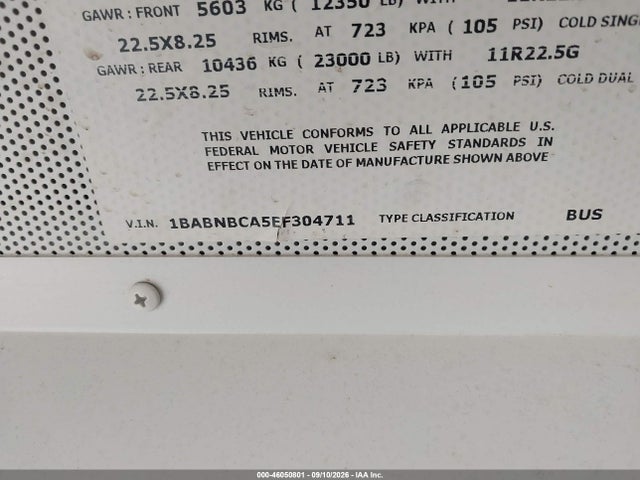 Продаж на аукціоні авто 2014 Blue Bird School Bus / Transit Bus, vin: 1BABNBCA5EF304711, номер лоту: 46050801
