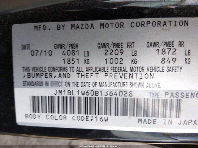 Aukcja sprzedaży 2011 Mazda Mazda3 S Grand Touring, vin: JM1BL1W60B1364028, numer aukcji: 46050858