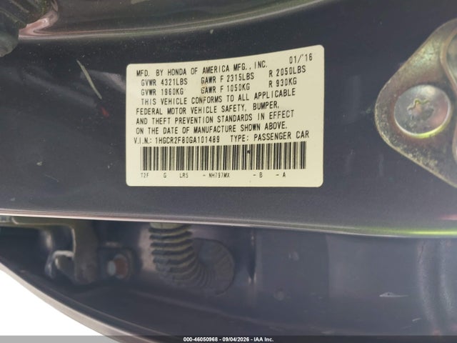 2016 Honda Accord Ex-l მანქანა იყიდება აუქციონზე, vin: 1HGCR2F80GA101489, აუქციონის ნომერი: 46050968