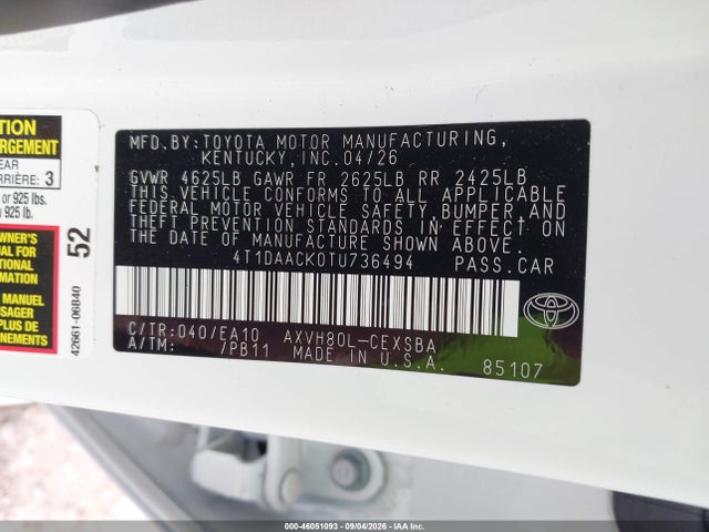 Toyota CAMRY SE 2026 4T1DAACK0TU736494 Image 9
