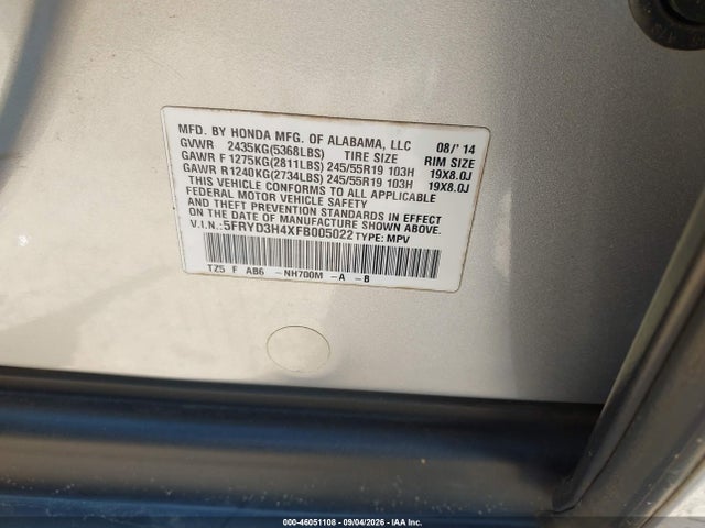 Aukcja sprzedaży 2015 Acura Mdx Technology Package, vin: 5FRYD3H4XFB005022, numer aukcji: 46051108