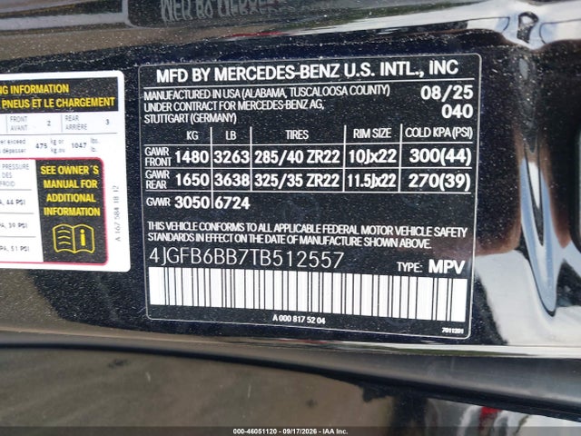 Aukcja sprzedaży 2026 Mercedes-benz Amg Gle 53 4matic+, vin: 4JGFB6BB7TB512557, numer aukcji: 46051120