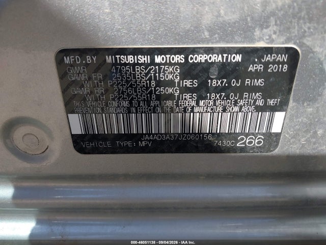 Продаж на аукціоні авто 2018 Mitsubishi Outlander Le, vin: JA4AD3A37JZ060156, номер лоту: 46051138