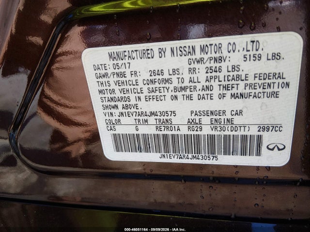 Aukcja sprzedaży 2018 Infiniti Q50 3.0t Luxe, vin: JN1EV7AR4JM430575, numer aukcji: 46051164