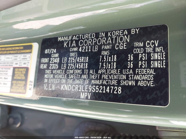 Aukcja sprzedaży 2025 Kia Niro Ex Touring, vin: KNDCR3LE9S5214728, numer aukcji: 46051265