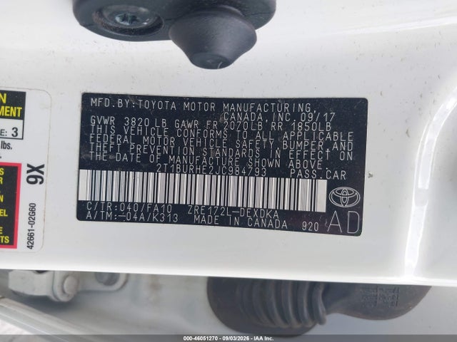 Toyota COROLLA L 2018 2T1BURHE2JC984793 Image 9