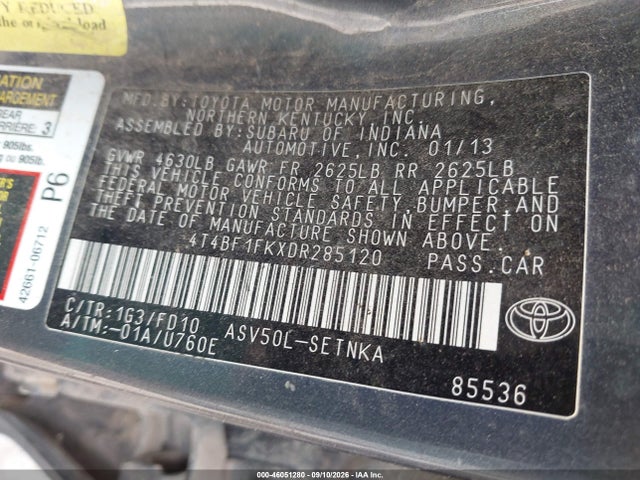 Продаж на аукціоні авто 2013 Toyota Camry Le, vin: 4T4BF1FKXDR285120, номер лоту: 46051280