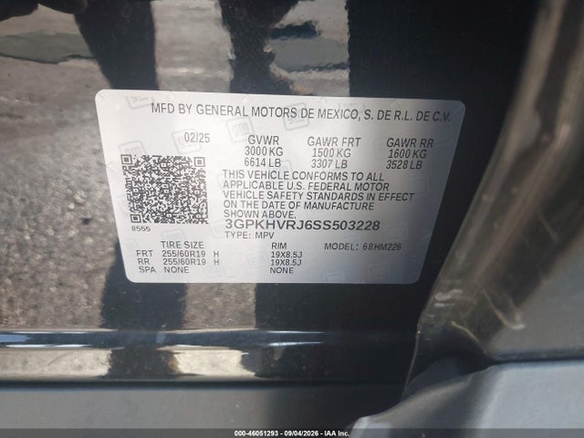 46051293 :رقم المزاد ، 3GPKHVRJ6SS503228 vin ، 2025 Honda Prologue Ex مزاد بيع