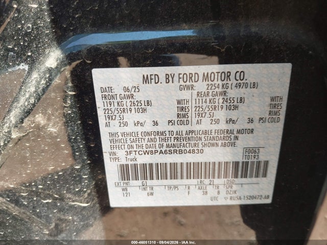 Aukcja sprzedaży 2025 Ford Maverick Lobo, vin: 3FTCW8PA6SRB04830, numer aukcji: 46051310