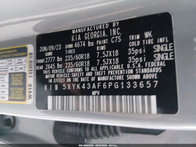 Aukcja sprzedaży 2023 Kia Sportage Sx, vin: 5XYK43AF6PG133657, numer aukcji: 46051320