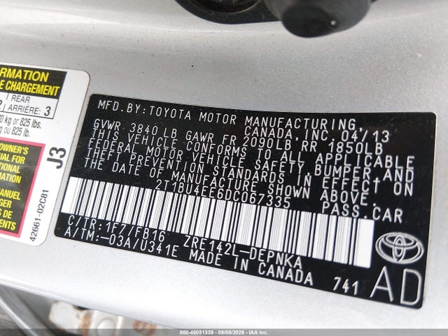Продажа на аукционе авто 2013 Toyota Corolla Le, vin: 2T1BU4EE6DC067335, номер лота: 46051339