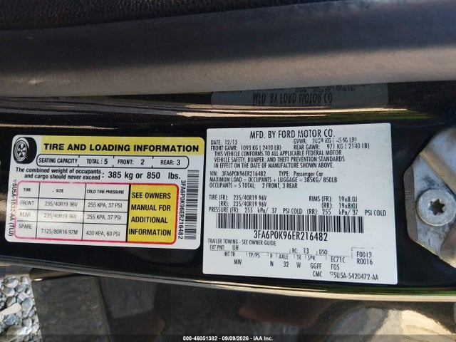 46051382 :رقم المزاد ، 3FA6P0K96ER216482 vin ، 2014 Ford Fusion Titanium مزاد بيع
