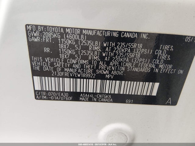 Продажа на аукционе авто 2014 Toyota Rav4 Limited, vin: 2T3DFREV7EW189922, номер лота: 46051416