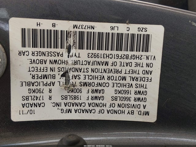 Продажа на аукционе авто 2012 Honda Civic Hf, vin: 2HGFB2F61CH319923, номер лота: 46051434