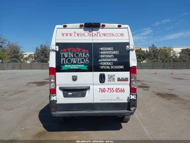 46051476 :رقم المزاد ، 3C6TRVBG6KE502765 vin ، 2019 Ram Promaster 1500 High Roof 136 Wb مزاد بيع