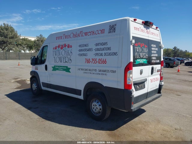 46051476 :رقم المزاد ، 3C6TRVBG6KE502765 vin ، 2019 Ram Promaster 1500 High Roof 136 Wb مزاد بيع