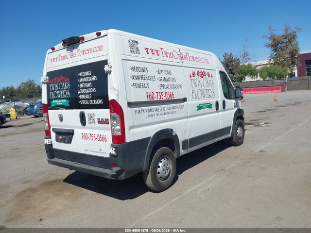 46051476 :رقم المزاد ، 3C6TRVBG6KE502765 vin ، 2019 Ram Promaster 1500 High Roof 136 Wb مزاد بيع