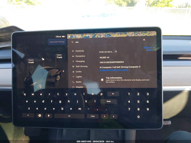 Продаж на аукціоні авто 2023 Tesla Model 3 Rear-wheel Drive, vin: 5YJ3E1EA6PF656253, номер лоту: 46051495