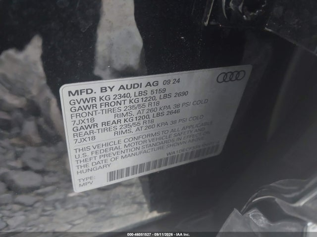 Продаж на аукціоні авто 2025 Audi Q3 Premium 45 Tfsi S Line Quattro Tiptronic, vin: WA1DECF33S1000314, номер лоту: 46051527