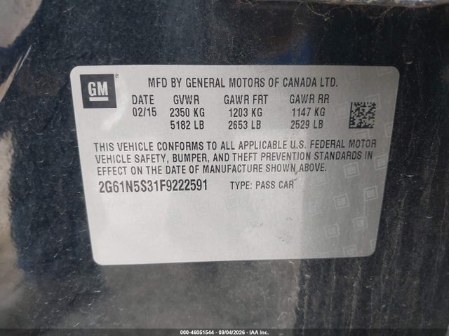46051544 :رقم المزاد ، 2G61N5S31F9222591 vin ، 2015 Cadillac Xts Luxury مزاد بيع