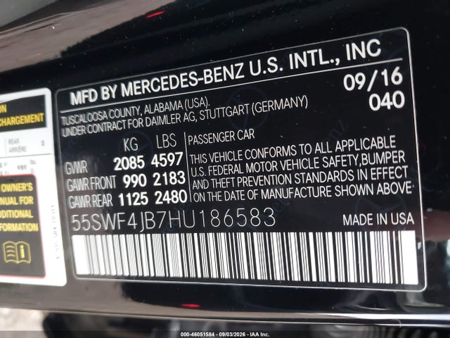Продажа на аукционе авто 2017 Mercedes-benz C 300 Sport, vin: 55SWF4JB7HU186583, номер лота: 46051584