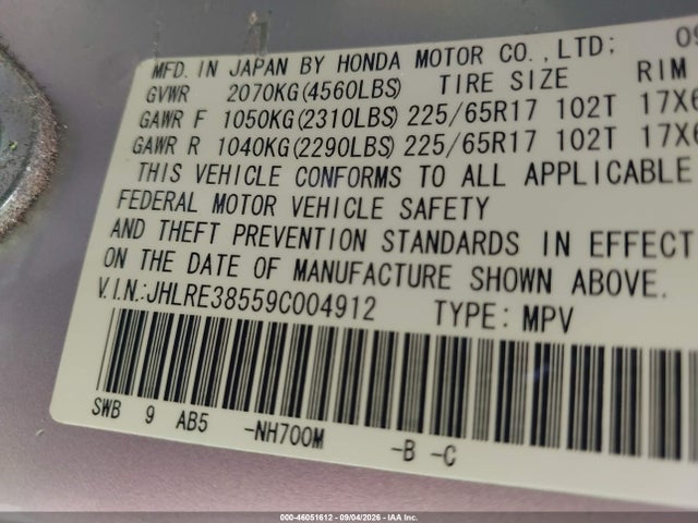 Aukcja sprzedaży 2009 Honda Cr-v Ex, vin: JHLRE38559C004912, numer aukcji: 46051612