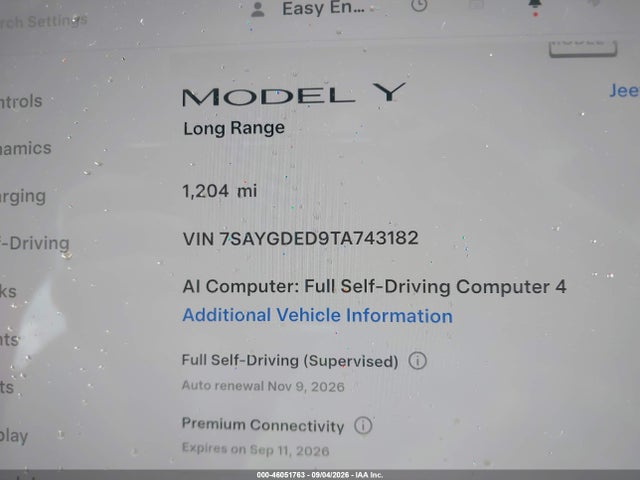 46051763 :رقم المزاد ، 7SAYGDED9TA743182 vin ، 2026 Tesla Model Y Premium Rear-wheel Drive/rear-wheel Drive مزاد بيع