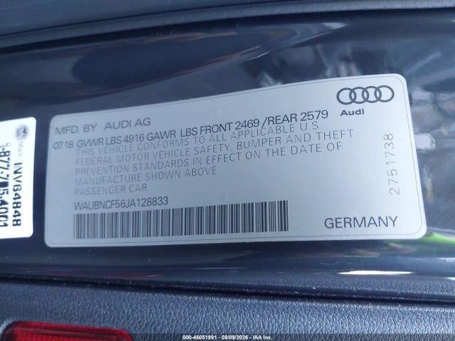 Продаж на аукціоні авто 2018 Audi A5 Sportback Premium Plus, vin: WAUBNCF56JA128833, номер лоту: 46051991