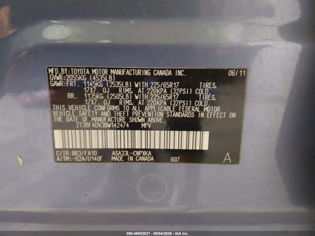Продажа на аукционе авто 2011 Toyota Rav4, vin: 2T3BF4DV3BW142474, номер лота: 46052027