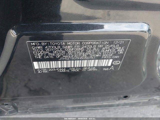 2022 Lexus Is 350 F Sport მანქანა იყიდება აუქციონზე, vin: JTHSZ1B25N5050761, აუქციონის ნომერი: 46052041