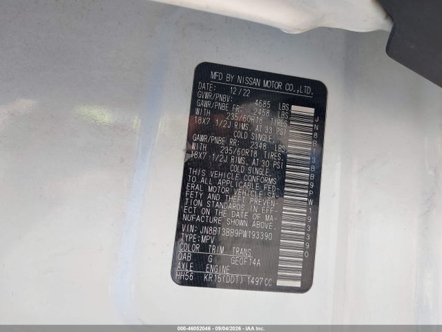 46052046 :رقم المزاد ، JN8BT3BB9PW193390 vin ، 2023 Nissan Rogue Sv Intelligent Awd مزاد بيع