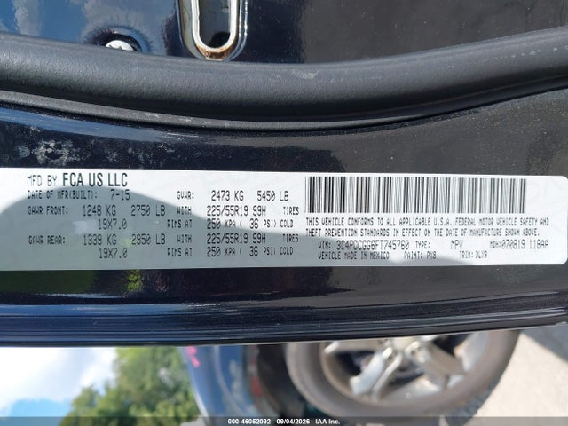 Продаж на аукціоні авто 2015 Dodge Journey Crossroad, vin: 3C4PDCGG6FT745760, номер лоту: 46052092