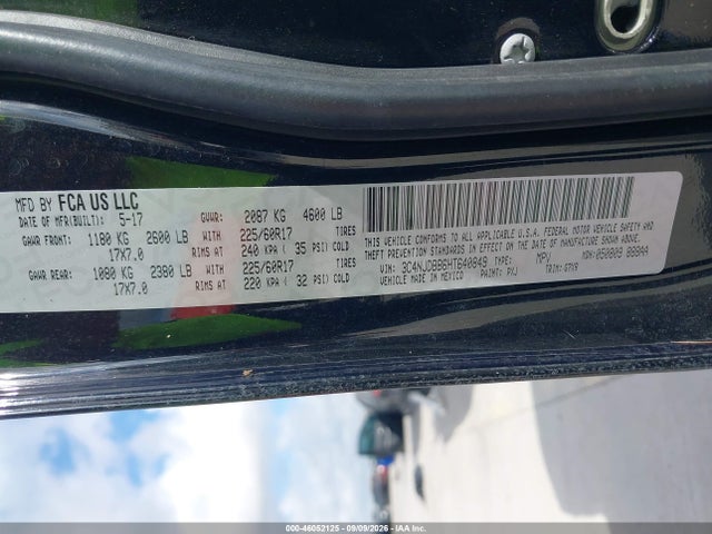 46052125 :رقم المزاد ، 3C4NJDBB6HT640849 vin ، 2017 Jeep New Compass Latitude 4x4 مزاد بيع