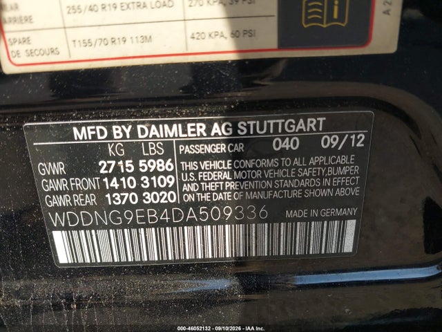Продаж на аукціоні авто 2013 Mercedes-benz S 550 4matic, vin: WDDNG9EB4DA509336, номер лоту: 46052132