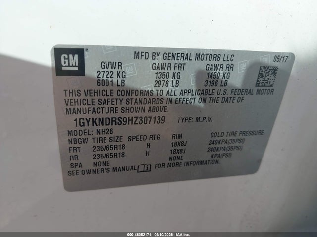 Aukcja sprzedaży 2017 Cadillac Xt5 Luxury, vin: 1GYKNDRS9HZ307139, numer aukcji: 46052171