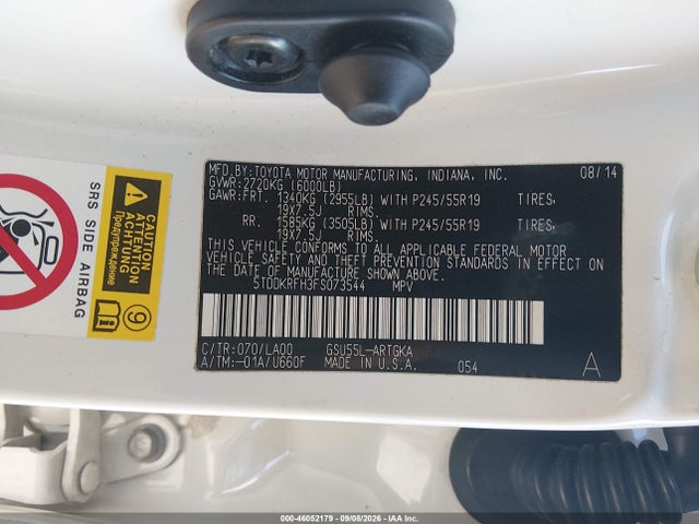 Aukcja sprzedaży 2015 Toyota Highlander Limited Platinum V6, vin: 5TDDKRFH3FS073544, numer aukcji: 46052179