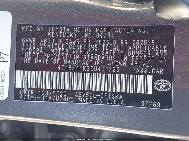 Toyota CAMRY SE 2014 4T1BF1FK3EU401723 Image 9